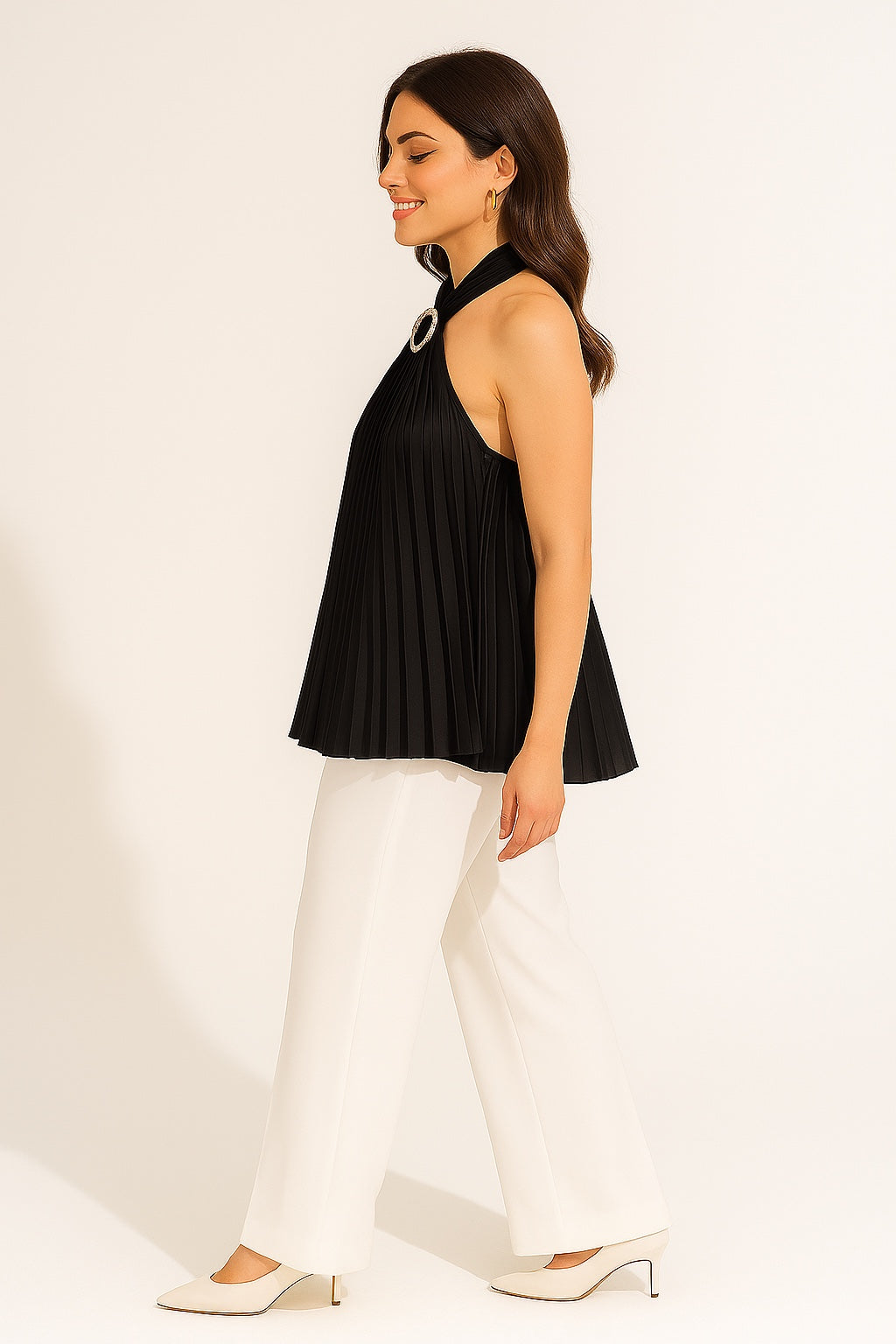 Frill & Flow Top Black